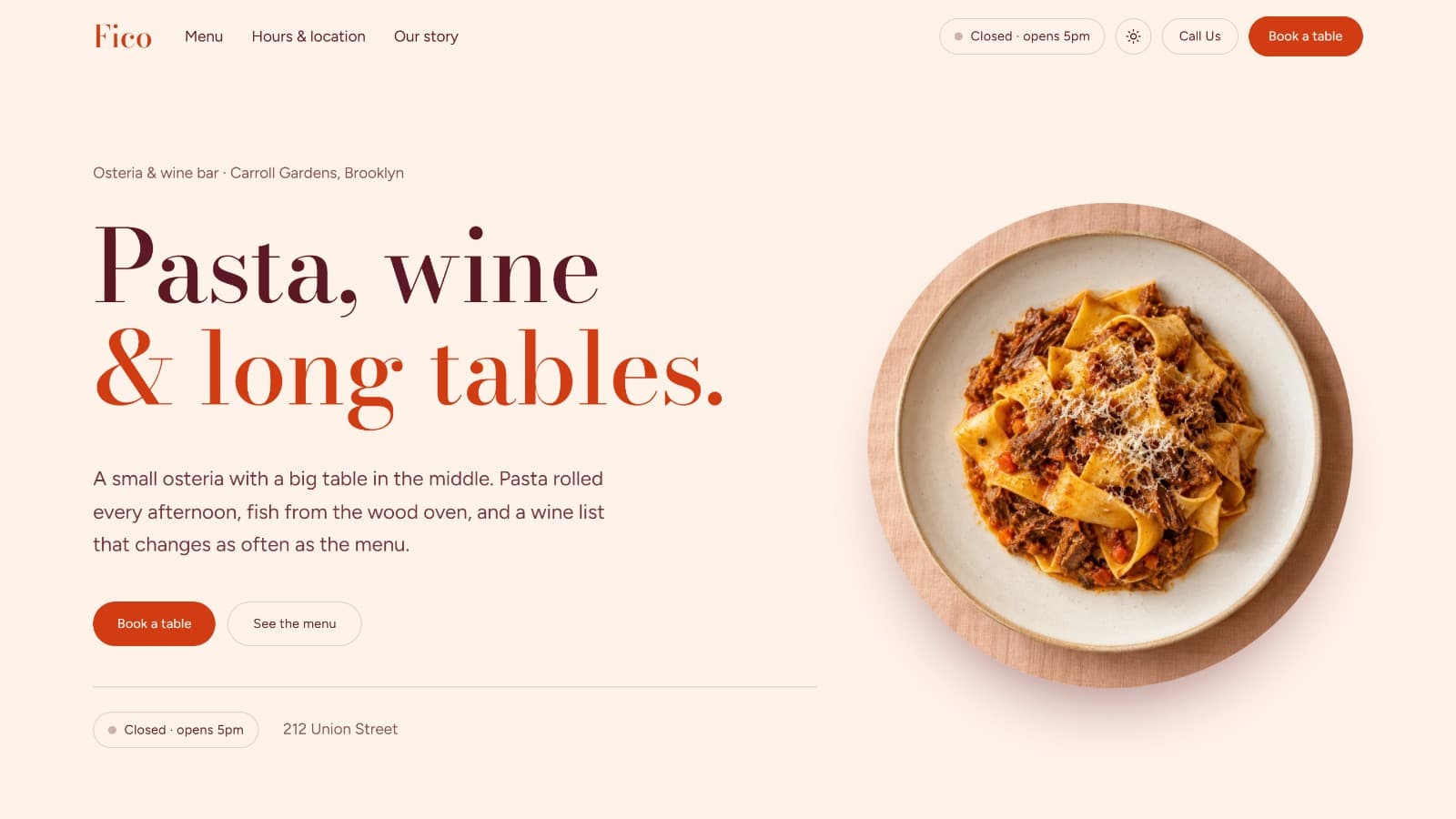 Restaurant Website Template — Next.js Site for Restaurants, Cafés & Wine Bars with Live Hours, Busy Times & Bookings